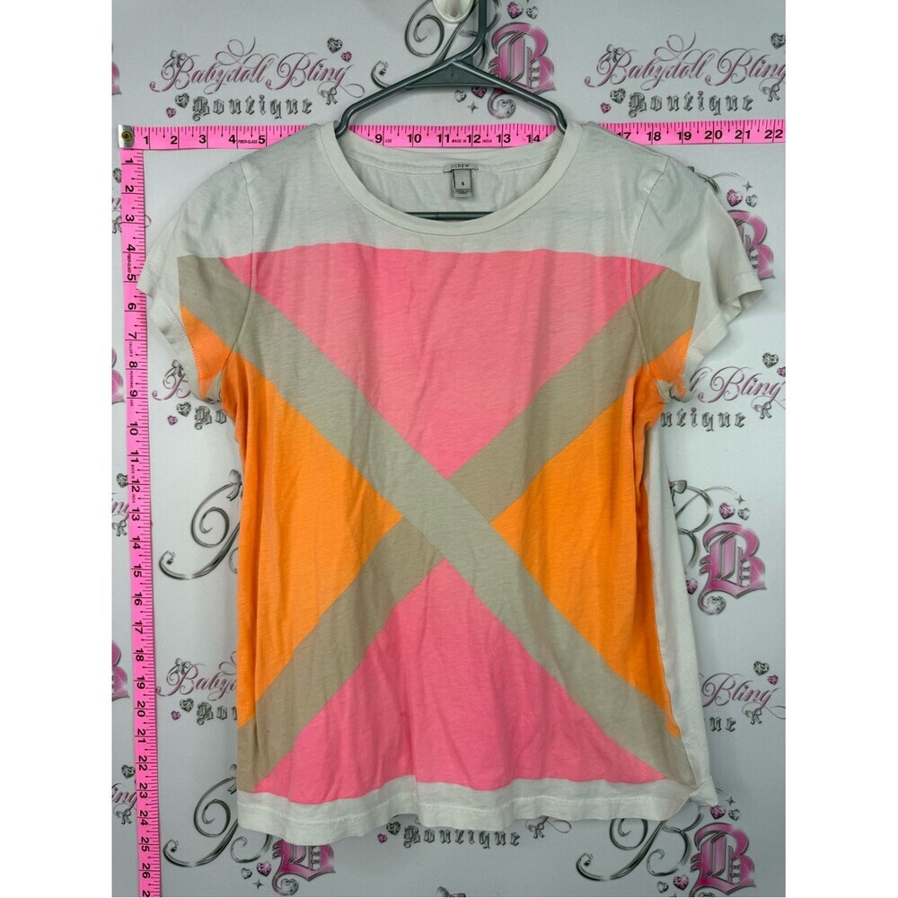 J. Crew tshirt Pink & Orange Geometric Short Sleeve Tee